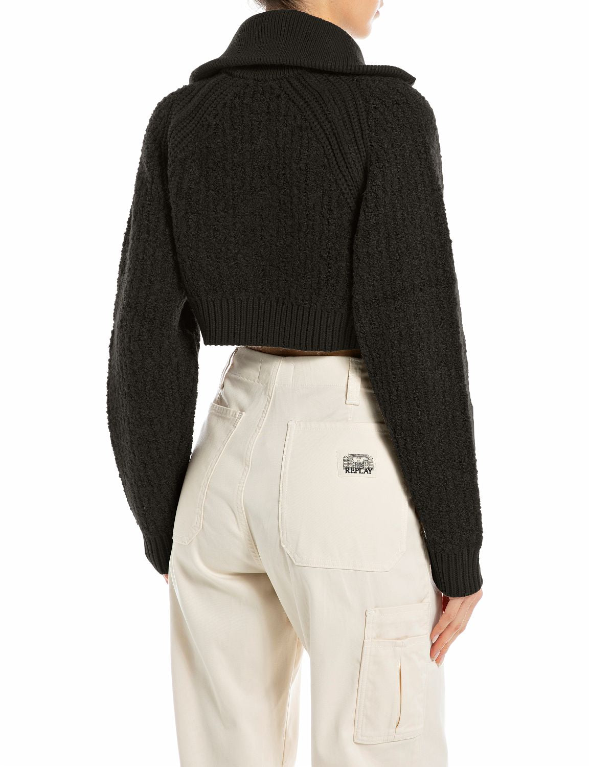 Dámský cropped svetr na zip s límečkem