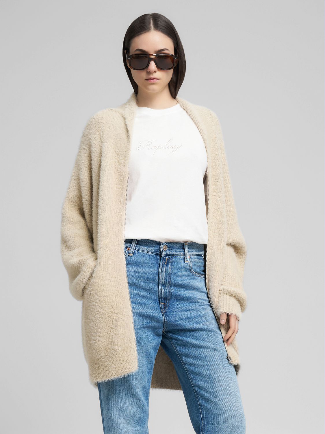 Dlouhý kardigan na zip