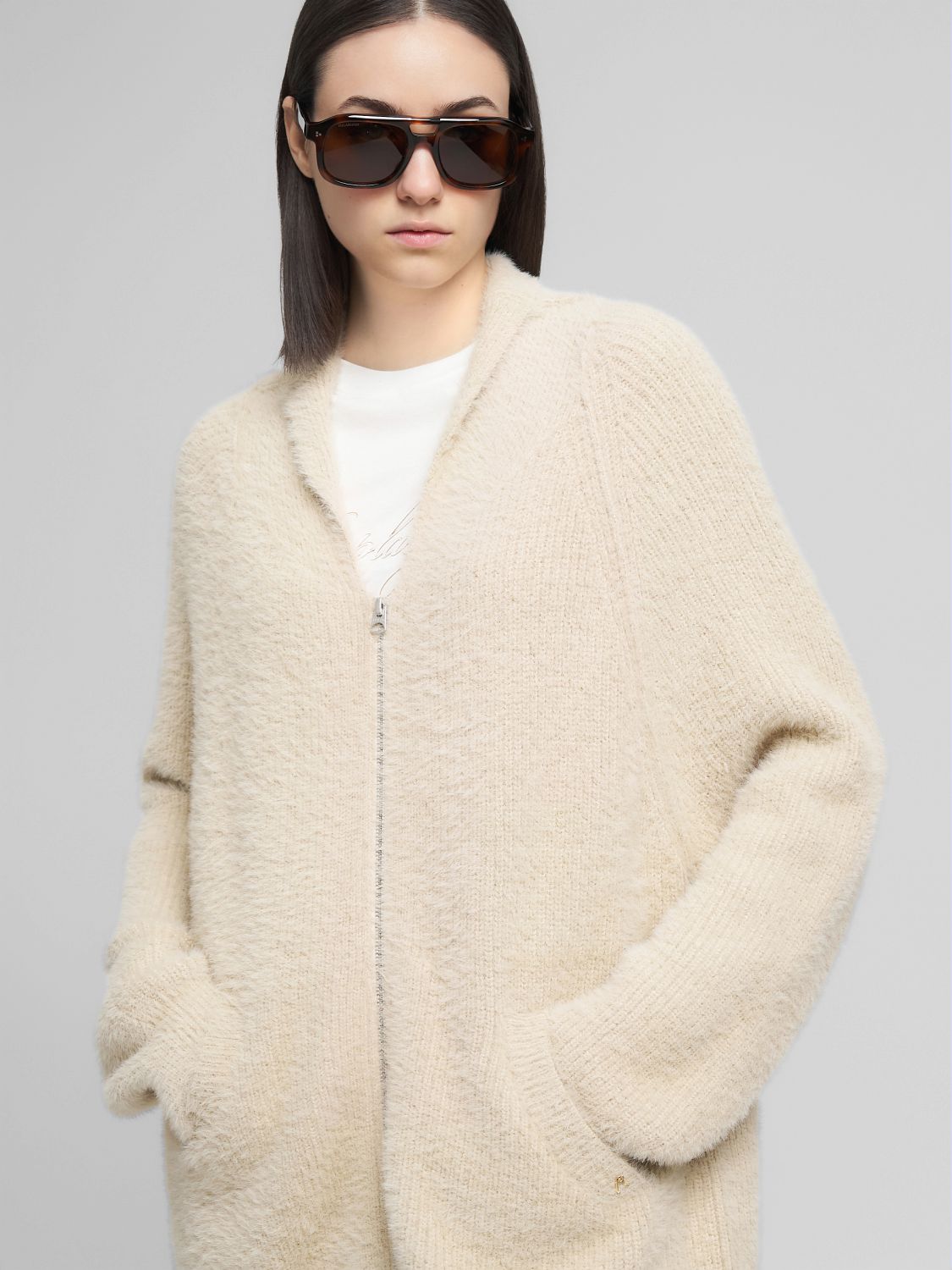 Dlouhý kardigan na zip