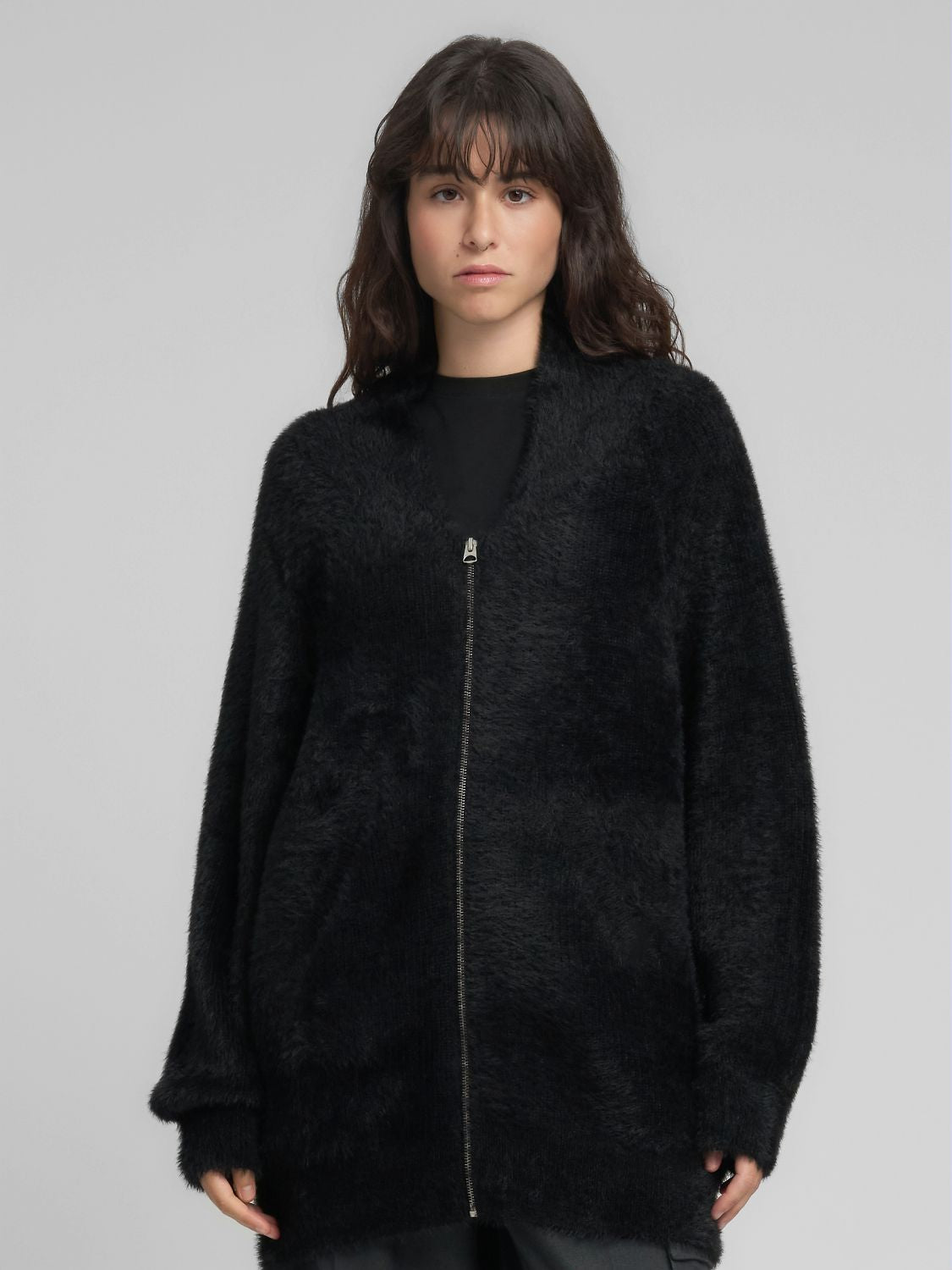 Dlouhý kardigan na zip