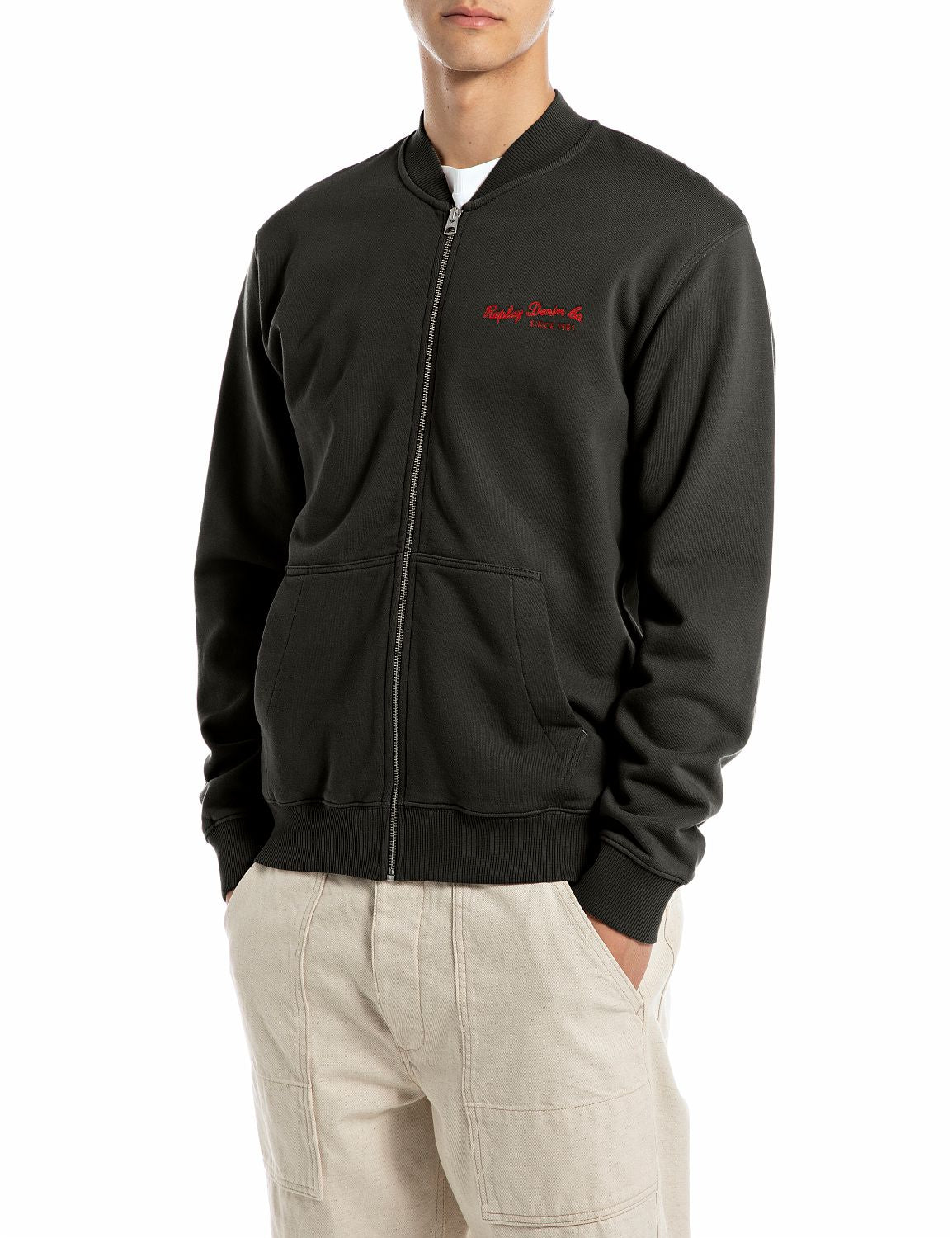 Pánská mikina na zip v bomber stylu