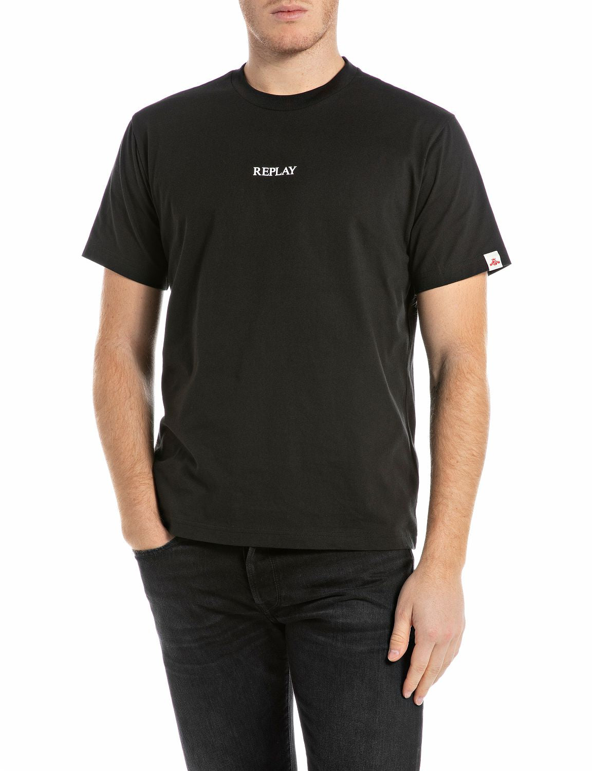 Jednoduché pánské tričko s krátkým rukávem a logem – Replay