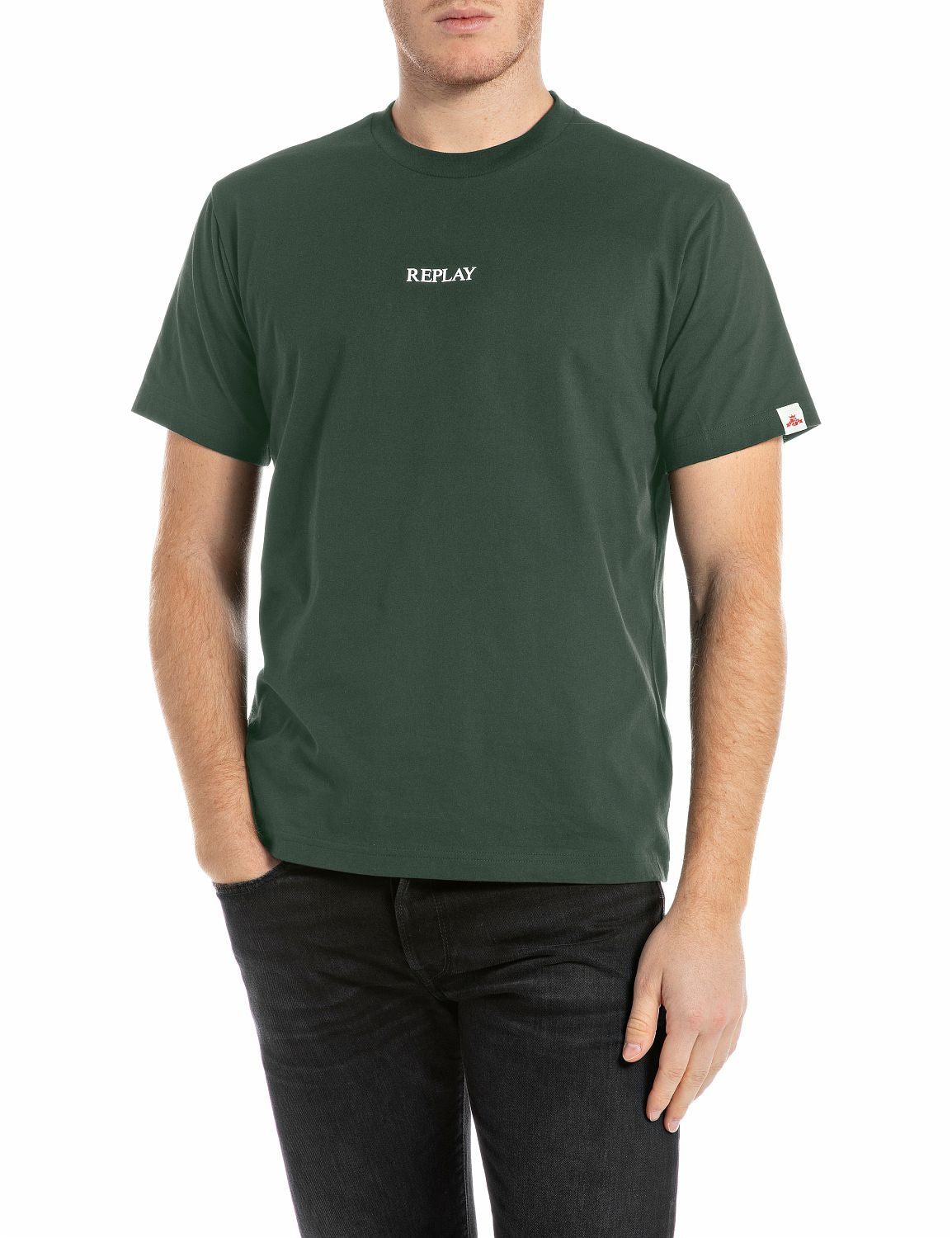 Jednoduché pánské tričko s krátkým rukávem a logem – Replay