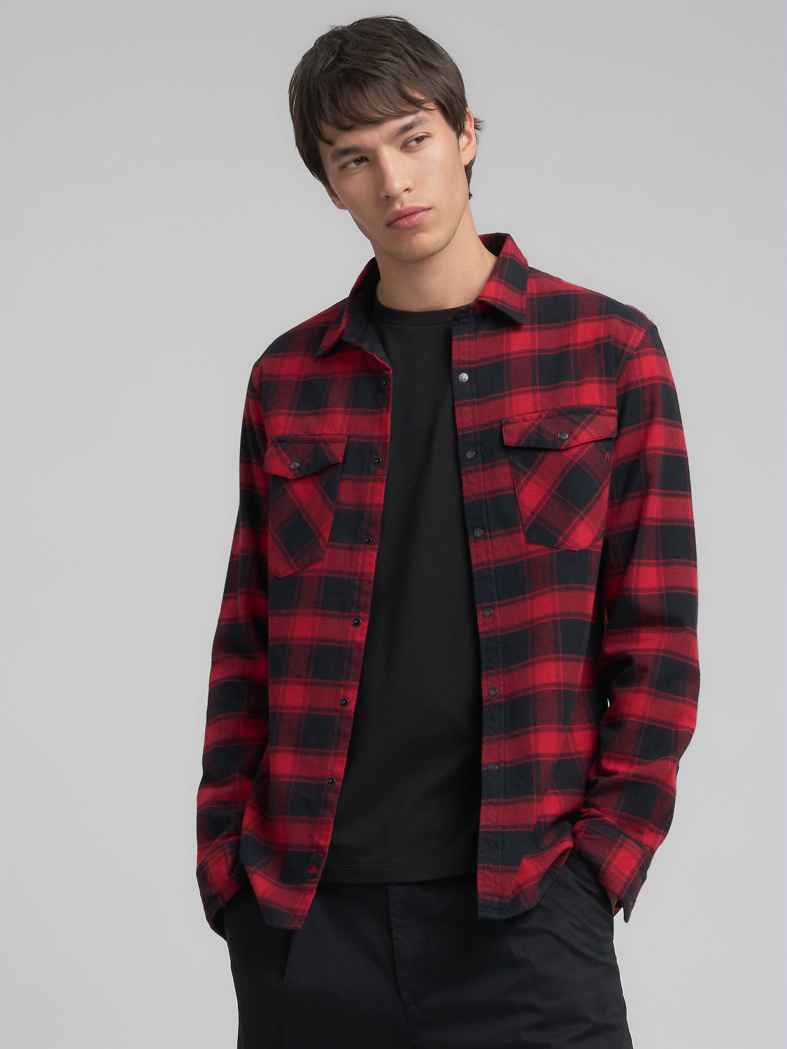 Pánská kostkovaná košile s kapsami