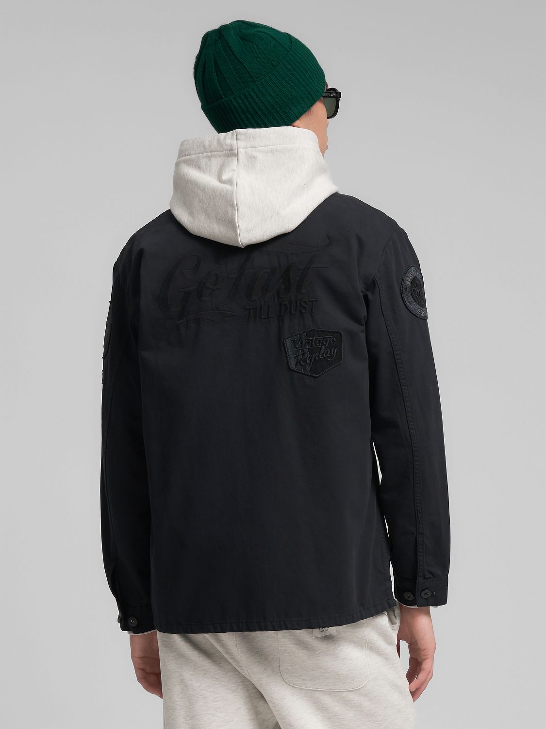 Pánská košilová bunda s nášivkami