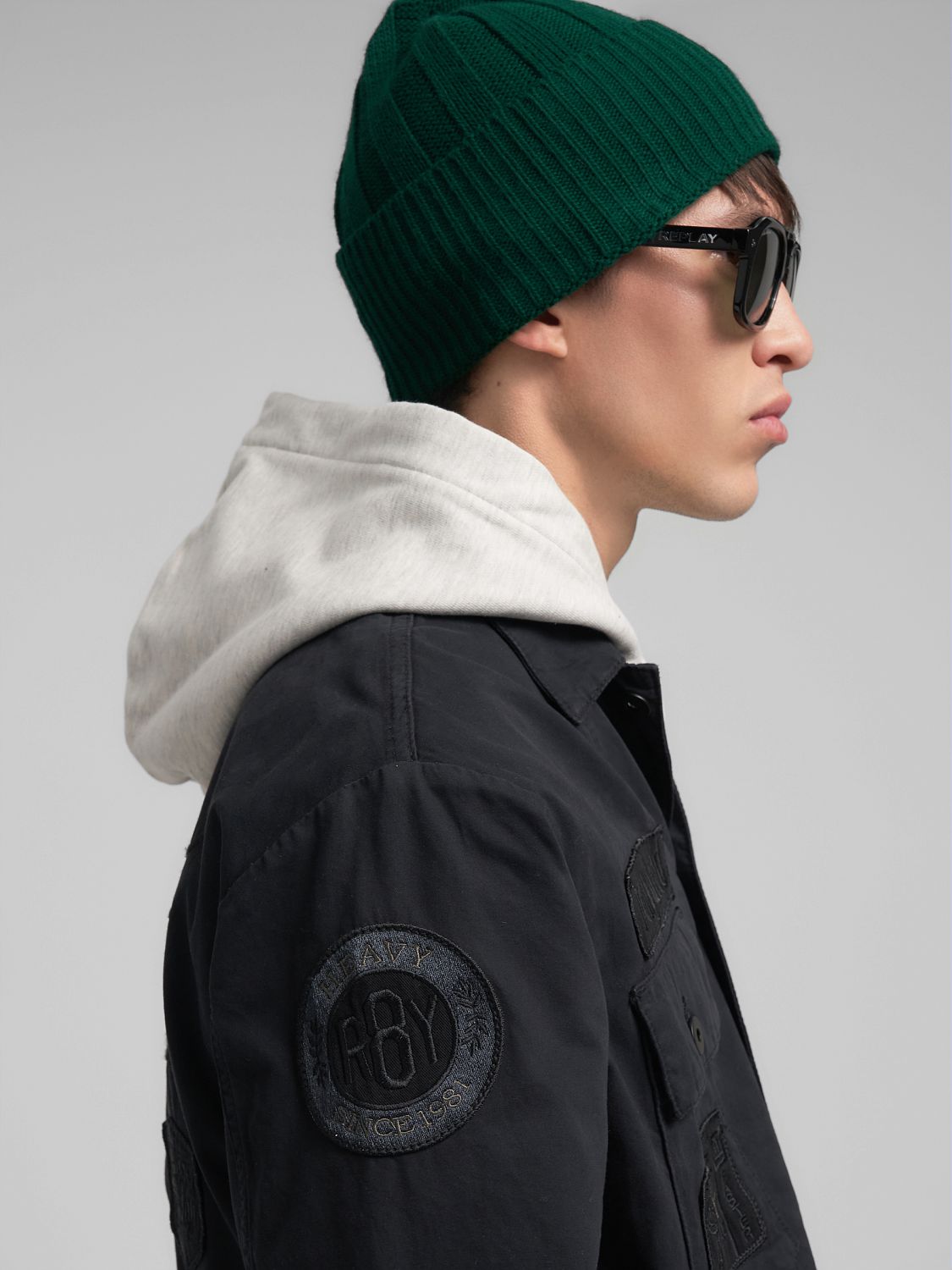 Pánská košilová bunda s nášivkami