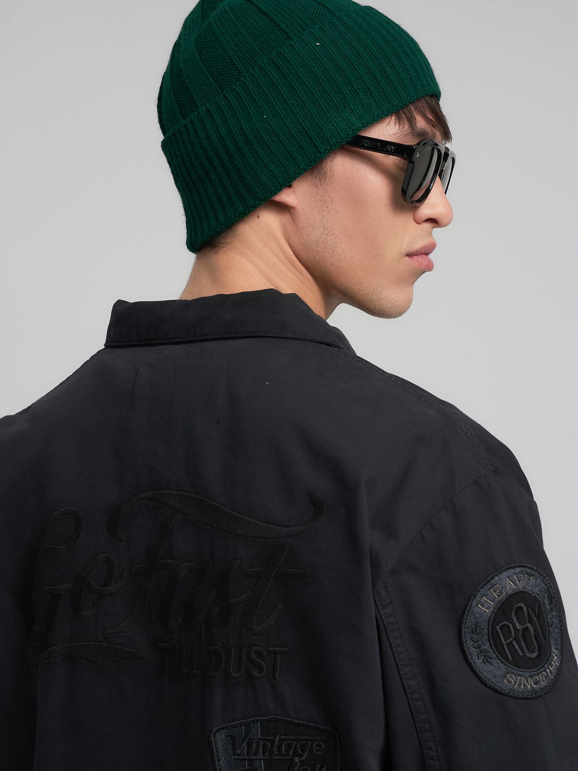 Pánská košilová bunda s nášivkami