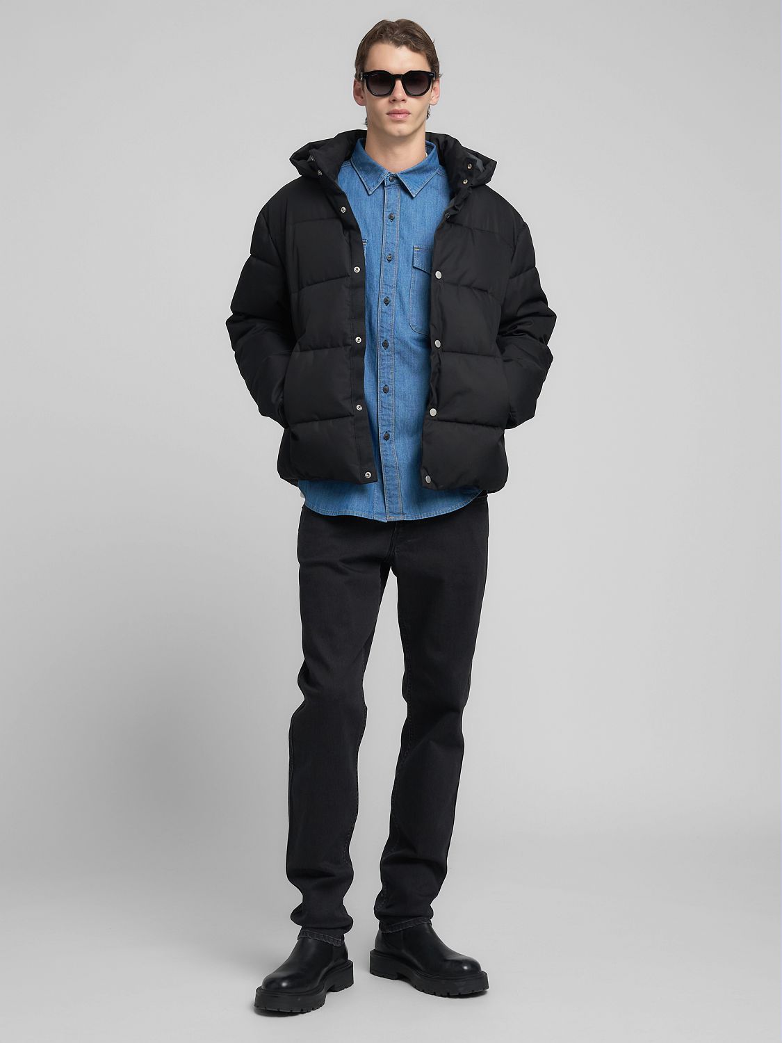 Pánská prošívaná bunda s kapucí