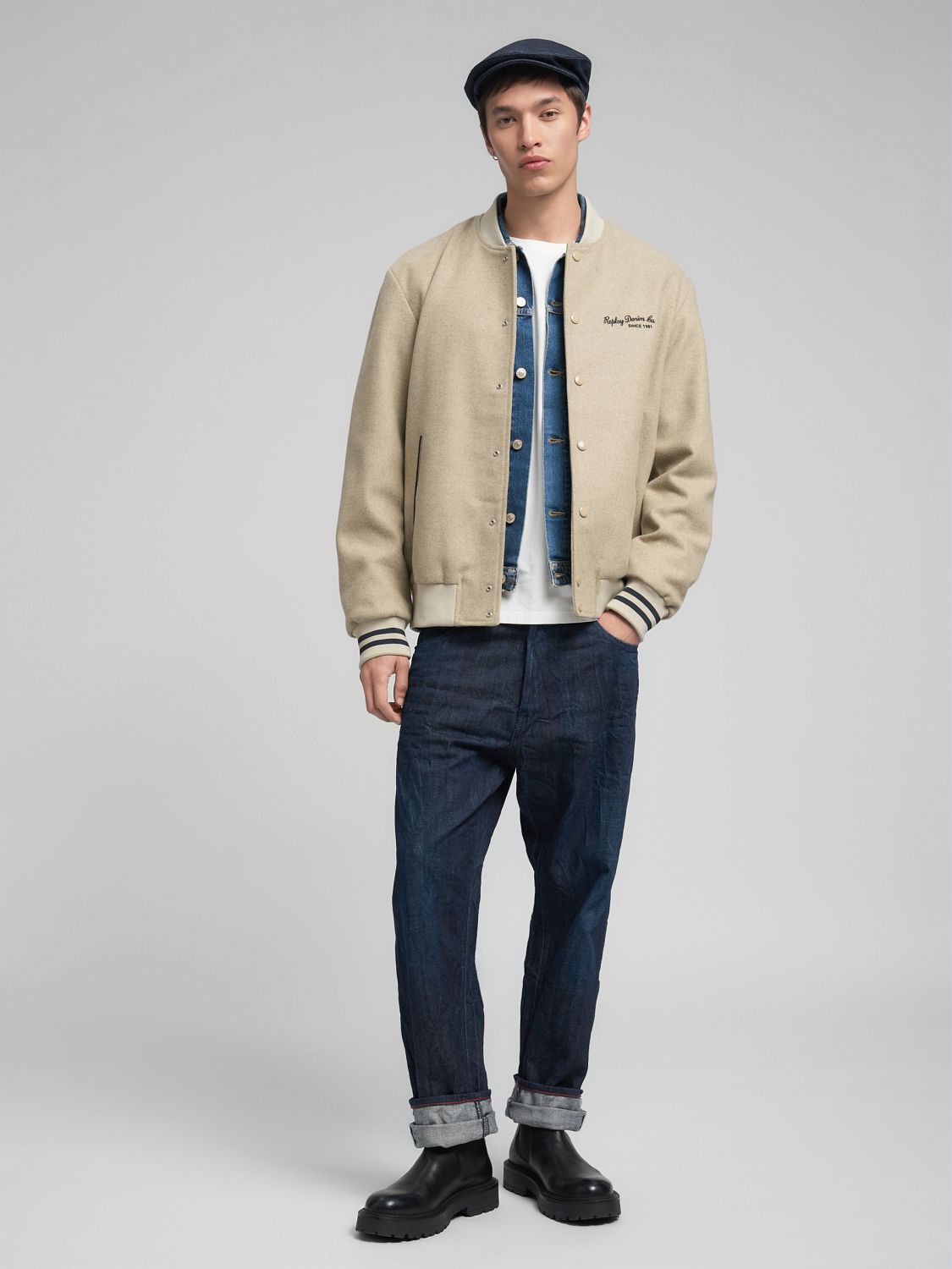 Vlněná bomber bunda ve varsity stylu