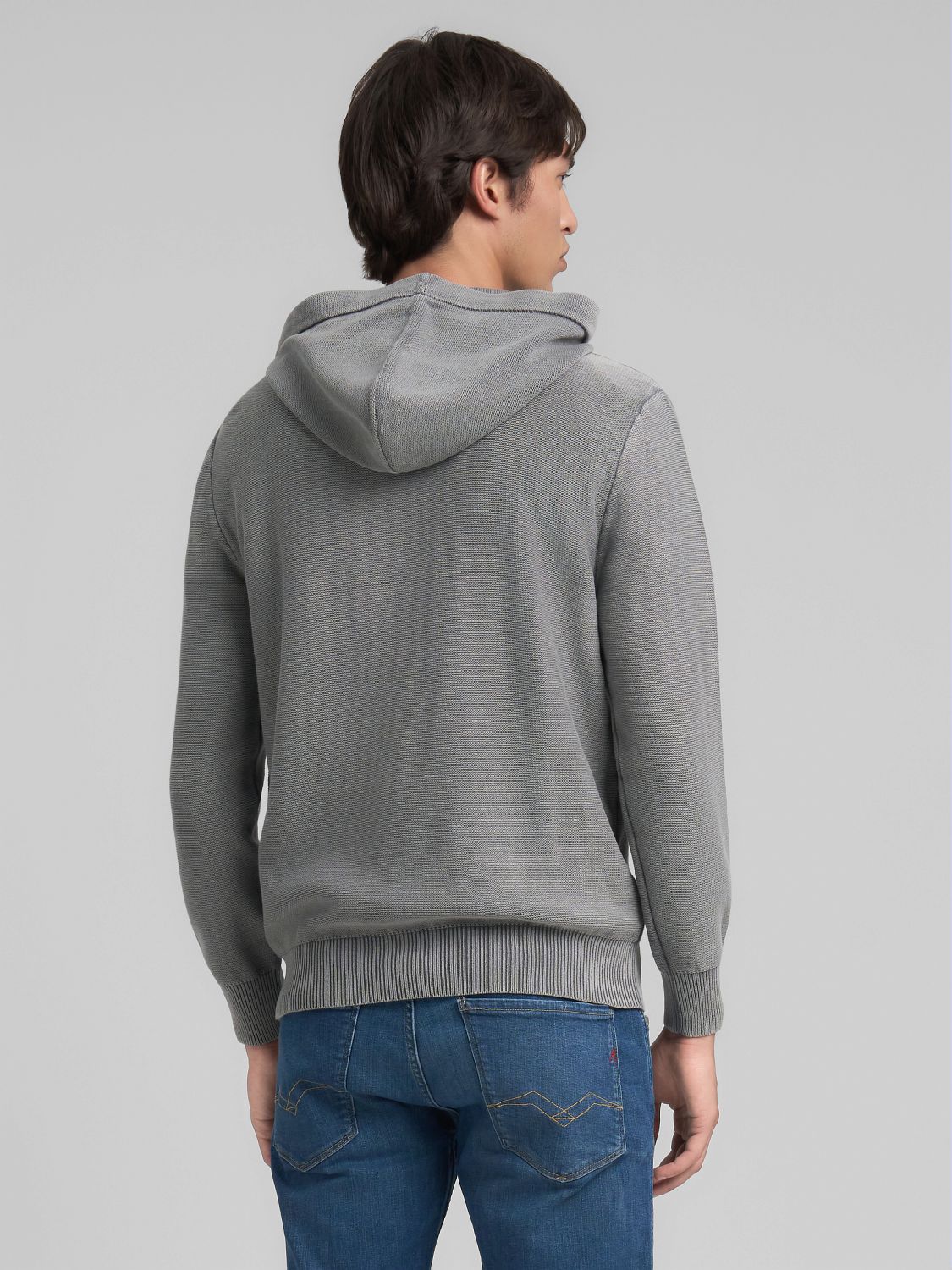 Pánský pletený svetr s kapucí z bavlny