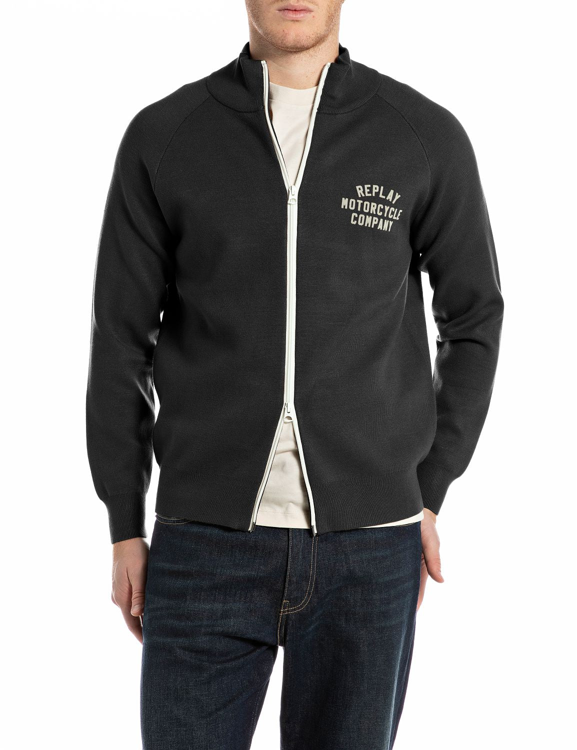 Stylová pánská mikina na zip s límcem