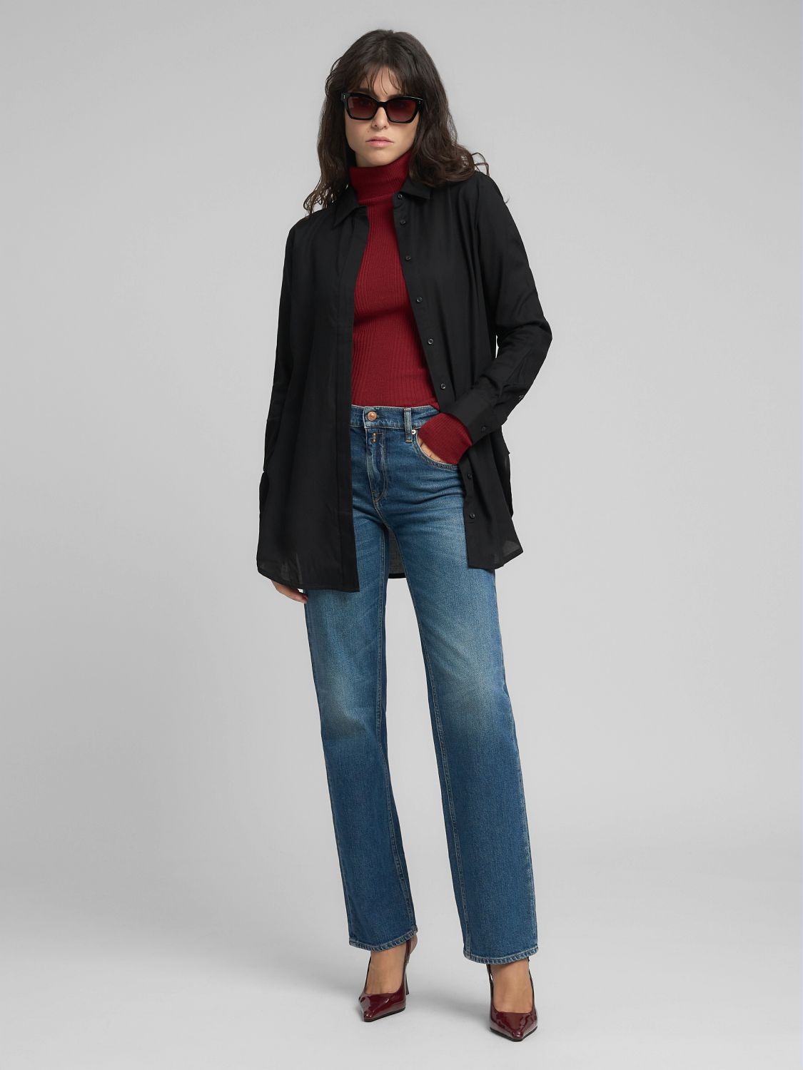 Dámská volná košile s dlouhým rukávem