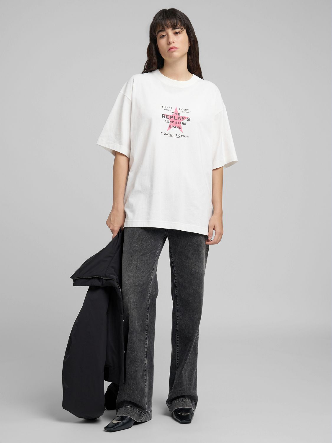 DÁMSKÉ TRIČKO VOLNÉHO STŘIHU S POTISKEM