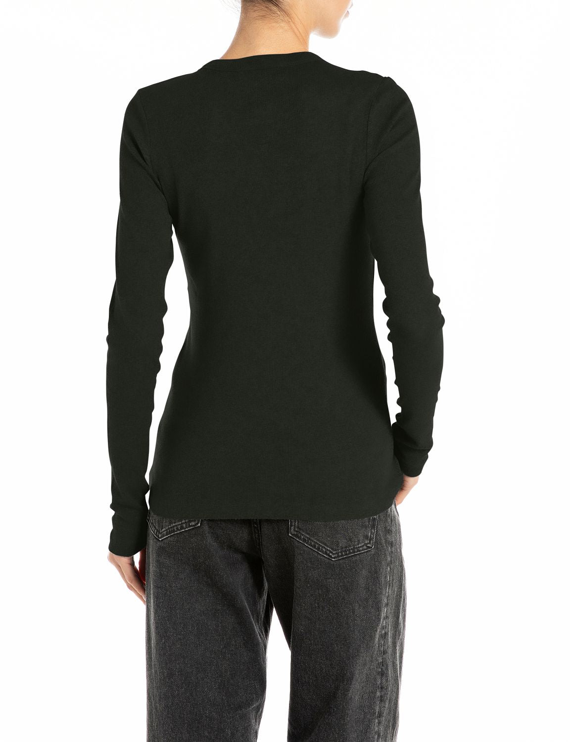 Dámské žebrované tričko s dlouhým rukávem