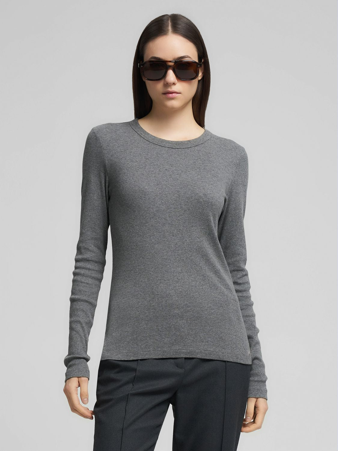 Dámské žebrované tričko s dlouhým rukávem