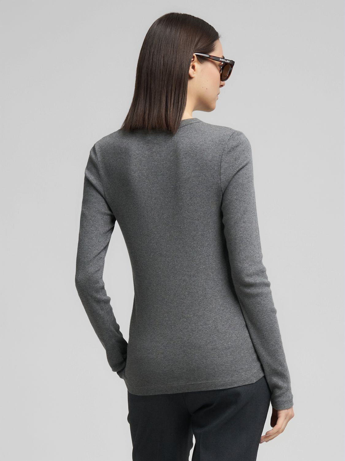 Dámské žebrované tričko s dlouhým rukávem