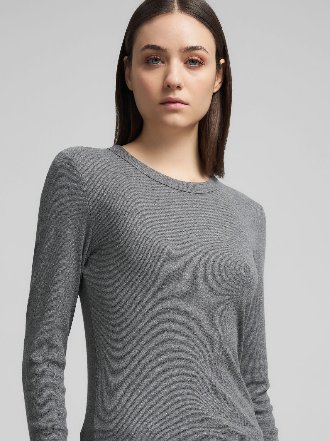 Dámské žebrované tričko s dlouhým rukávem