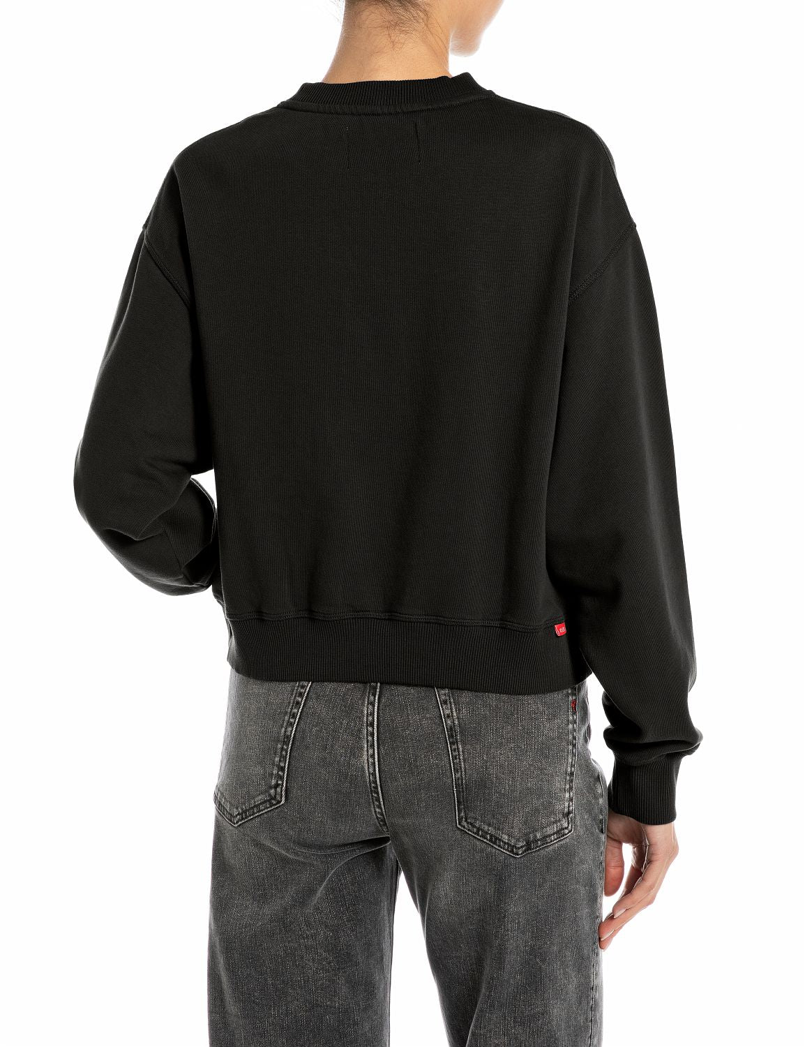 Dámská cropped mikina s decentní výšivkou R