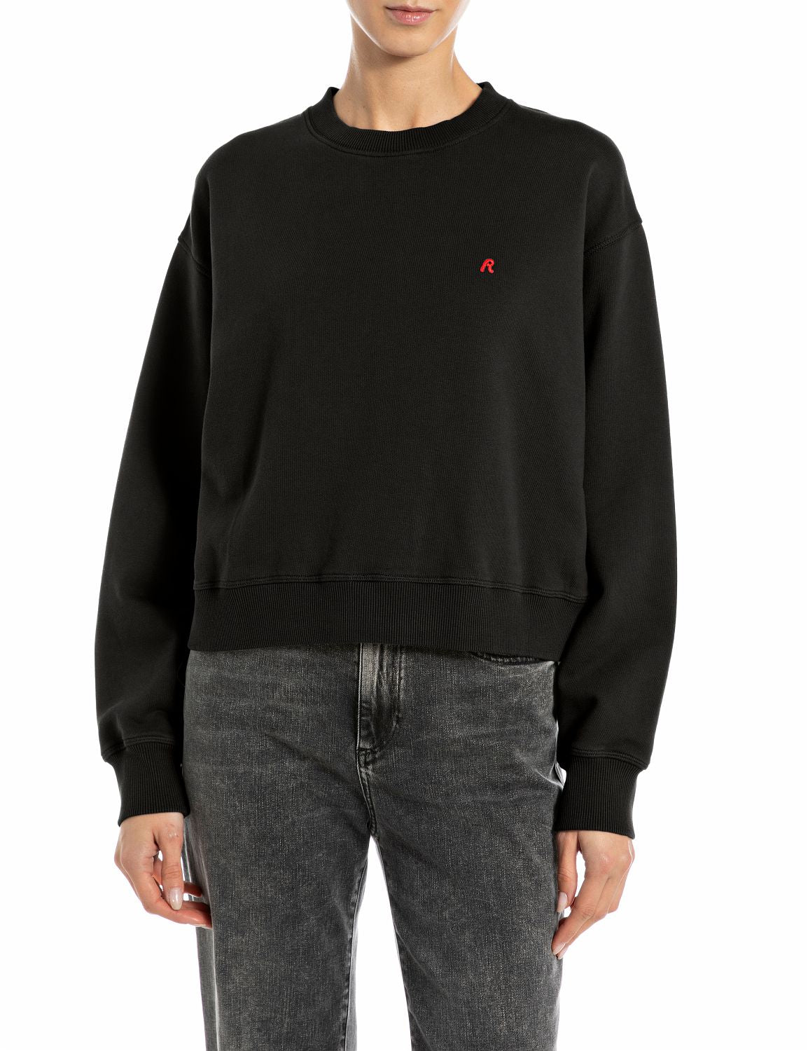 Dámská cropped mikina s decentní výšivkou R