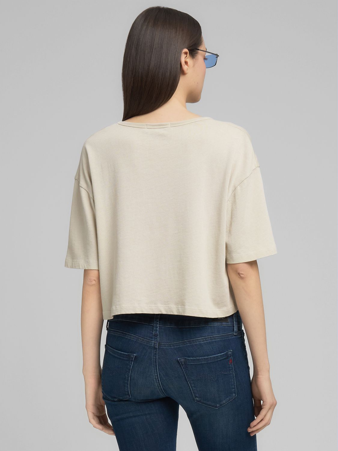 Cropped tričko s kapsou na prsou