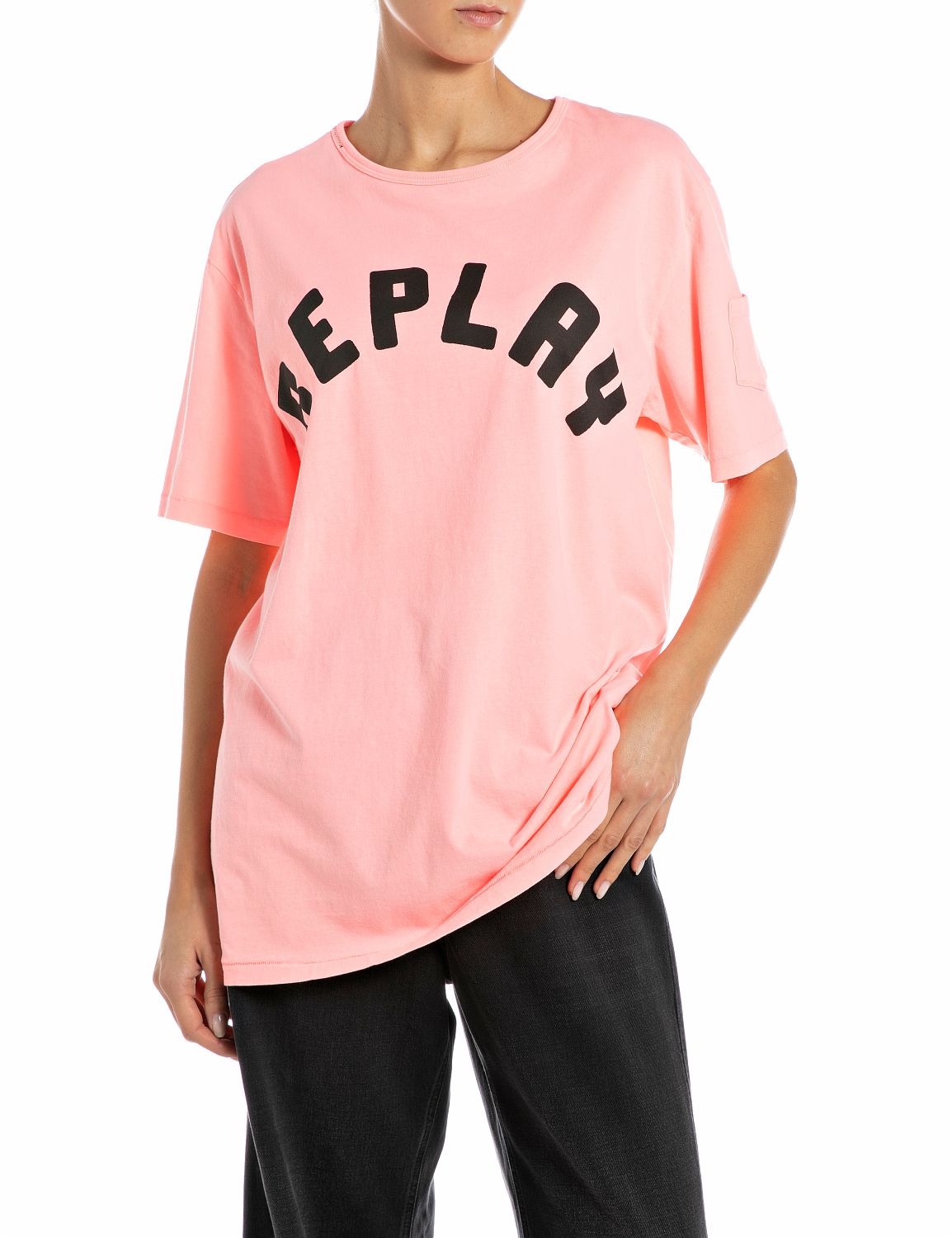 Dámské oversized tričko s nápisem Replay