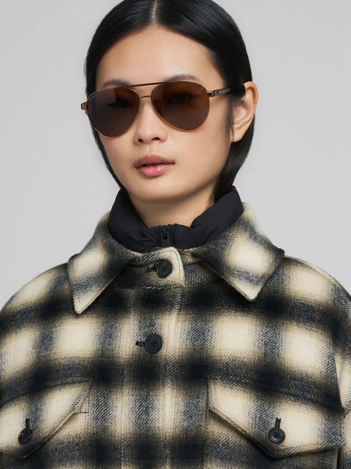 Oversized kostkovaná bunda v košilovém stylu