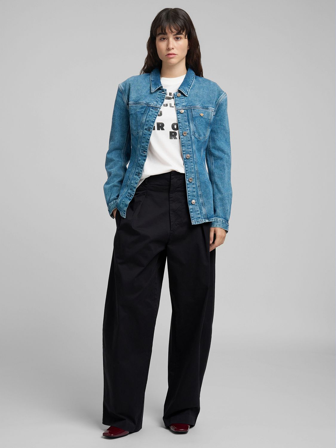 Pohodlné široké kalhoty z bavlněného kepru