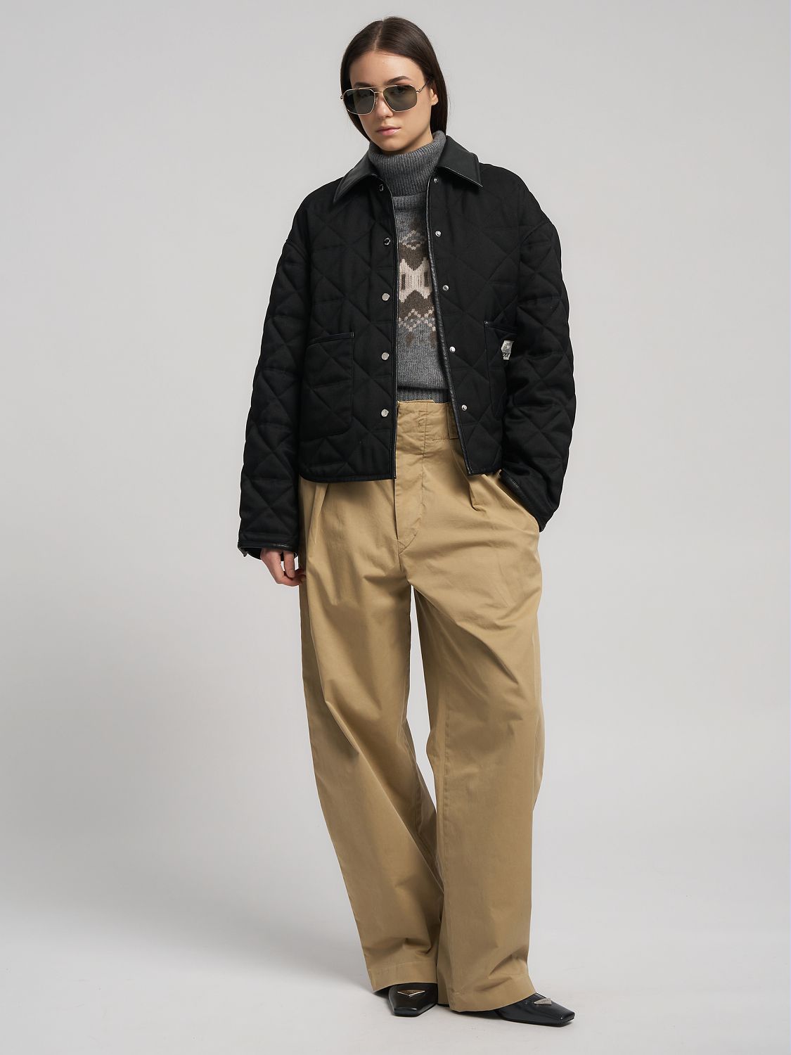 Pohodlné široké kalhoty z bavlněného kepru