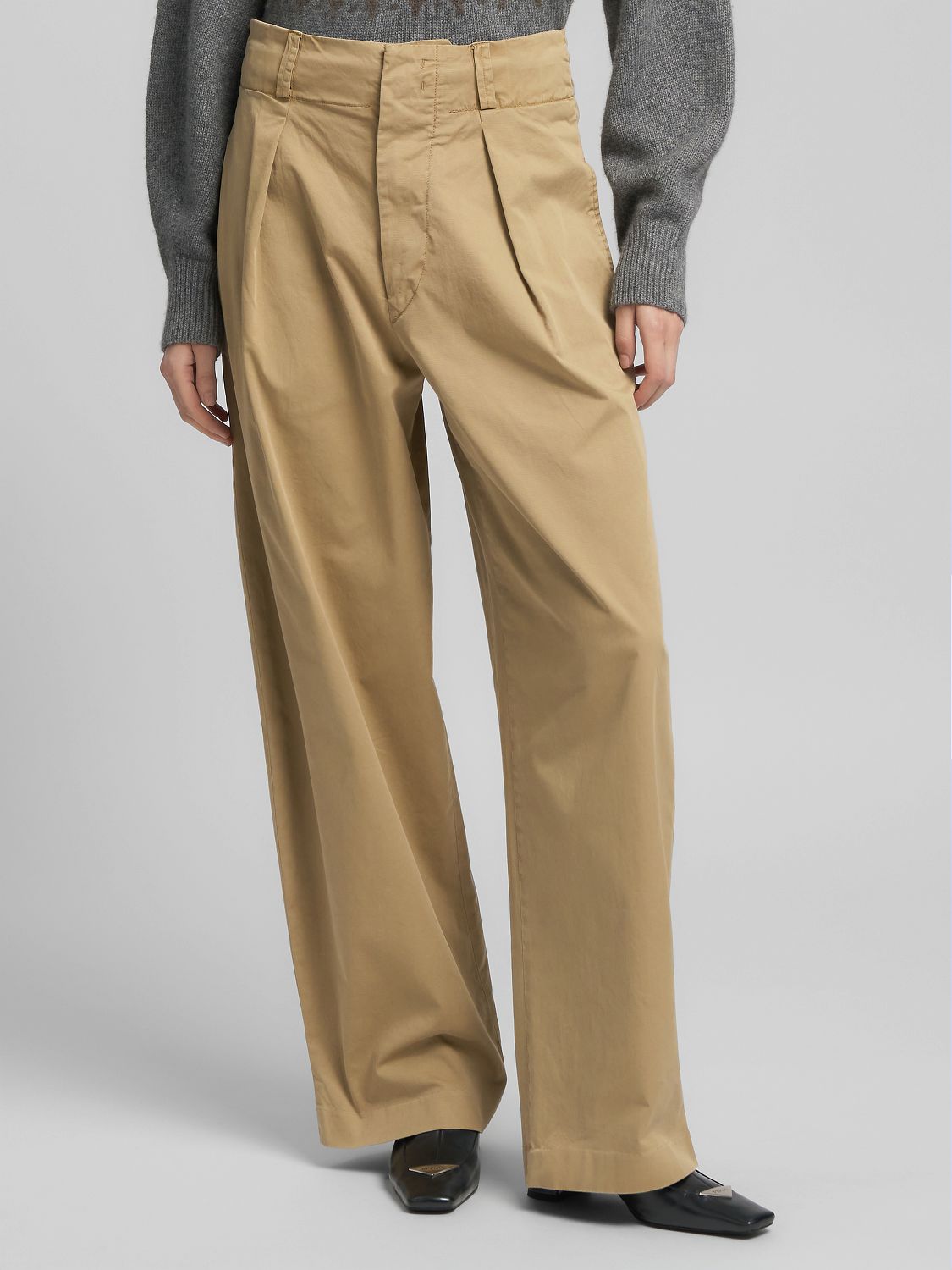 Pohodlné široké kalhoty z bavlněného kepru