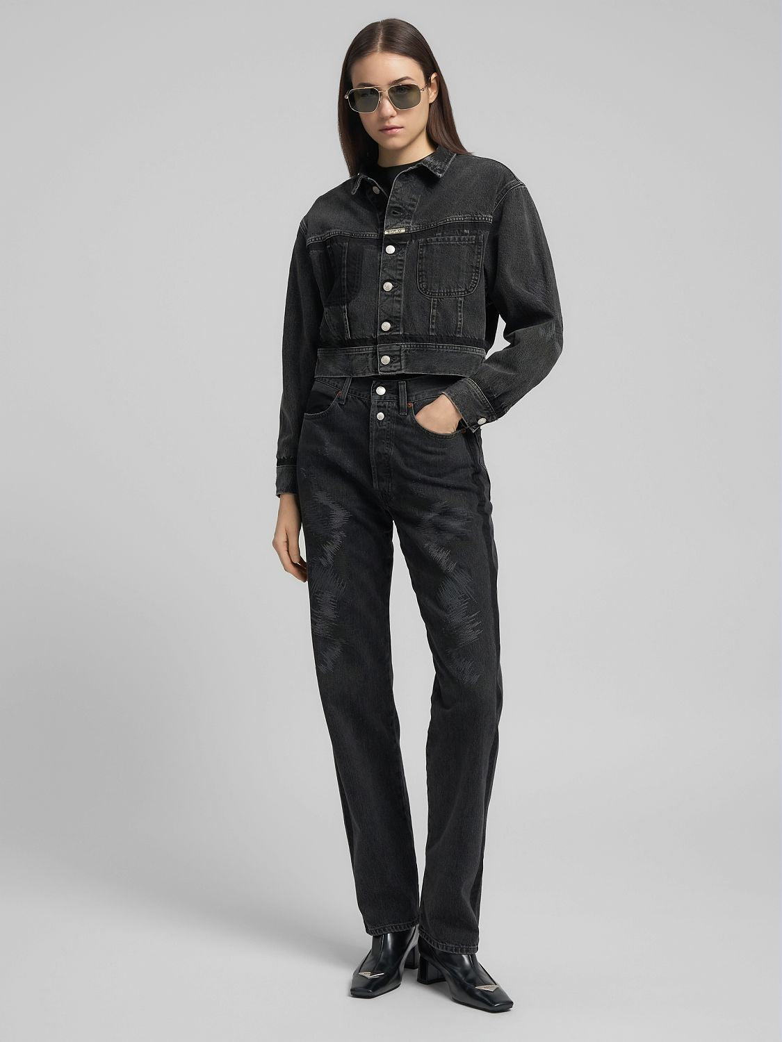 Dámská cropped džínová bunda