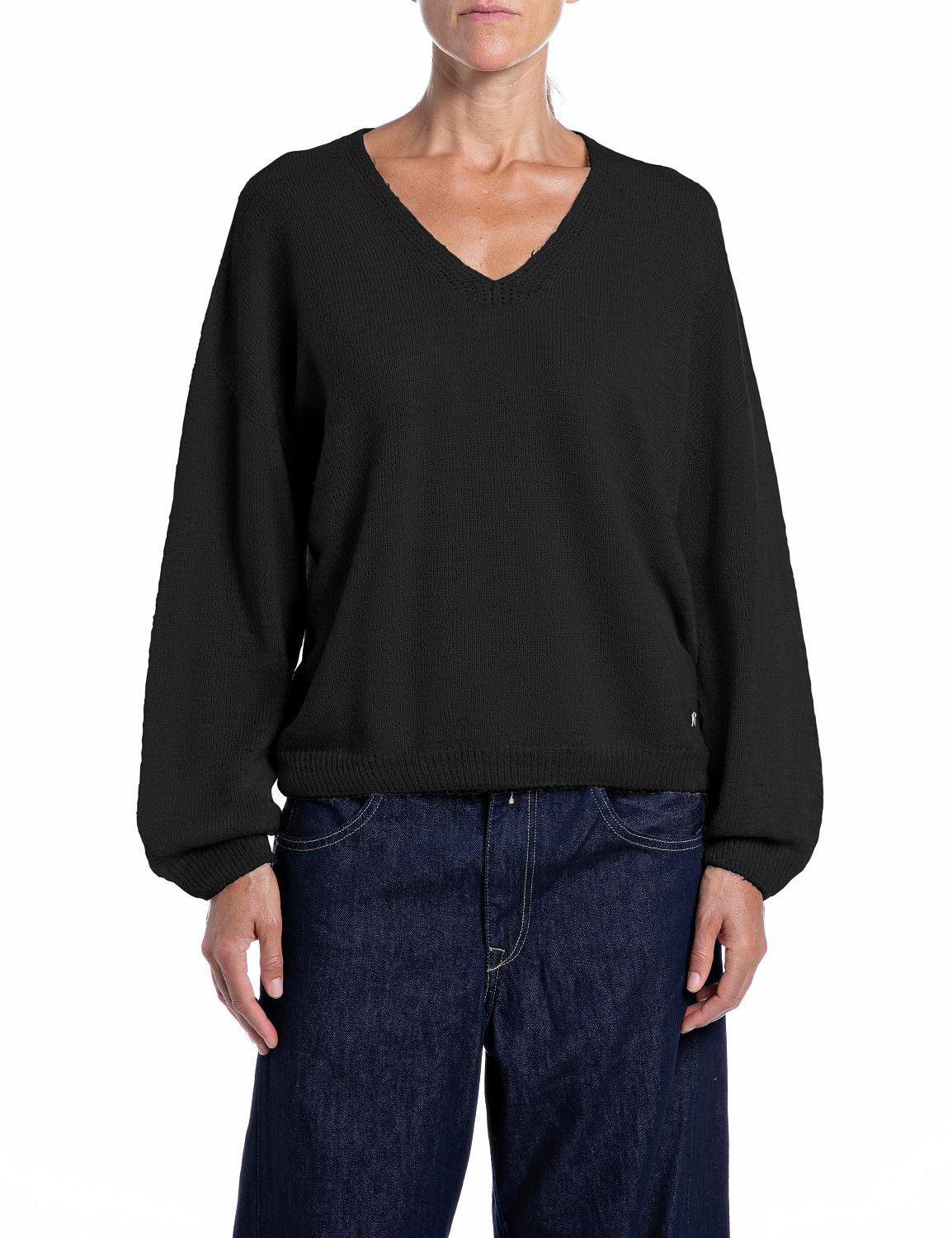 DÁMSKÝ OVERSIZE SVETR REPLAY S VÝSTŘIHEM DO V