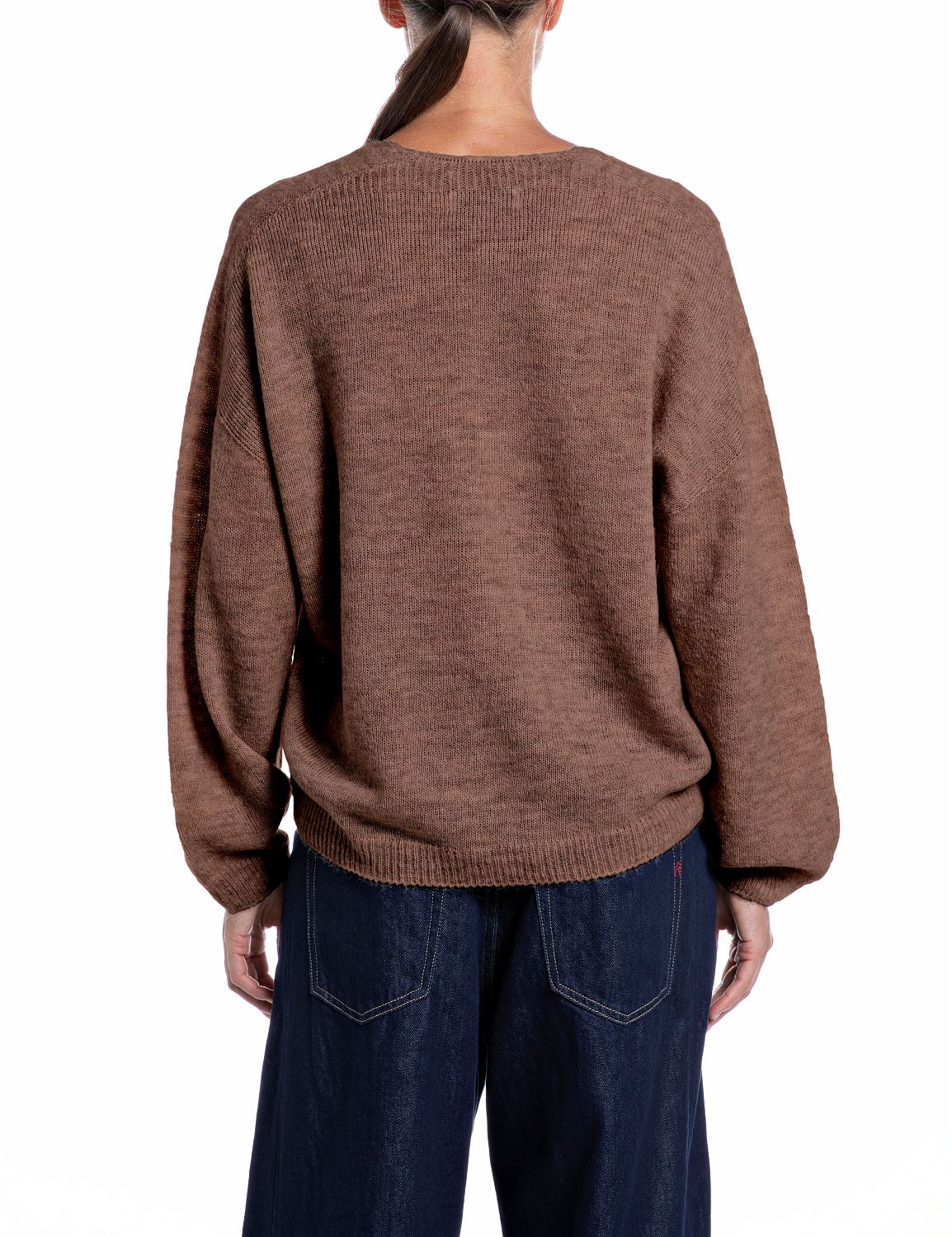 DÁMSKÝ OVERSIZE SVETR REPLAY S VÝSTŘIHEM DO V