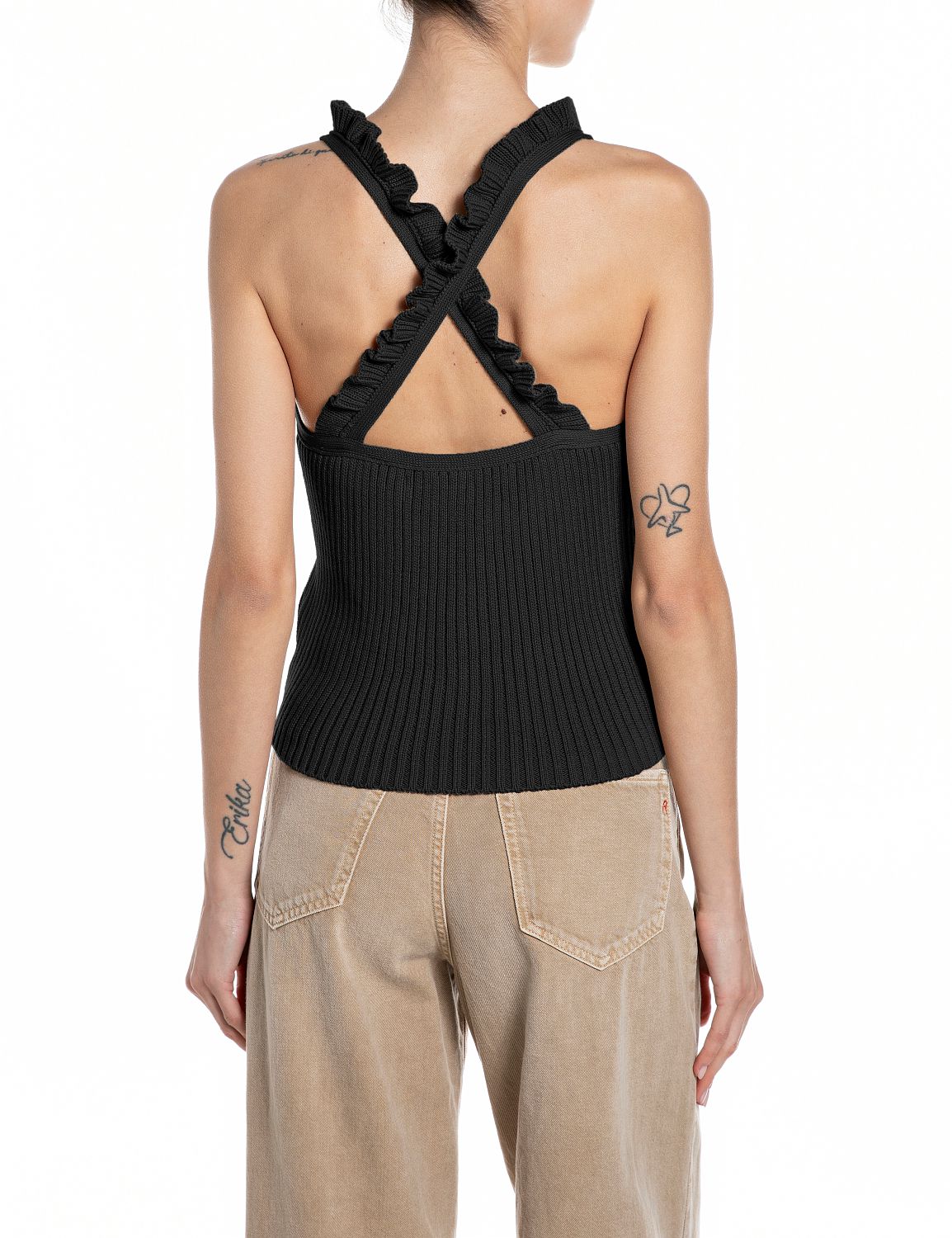 Dámský žebrovaný top s překříženými ramínky