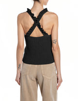 Dámský žebrovaný top s překříženými ramínky