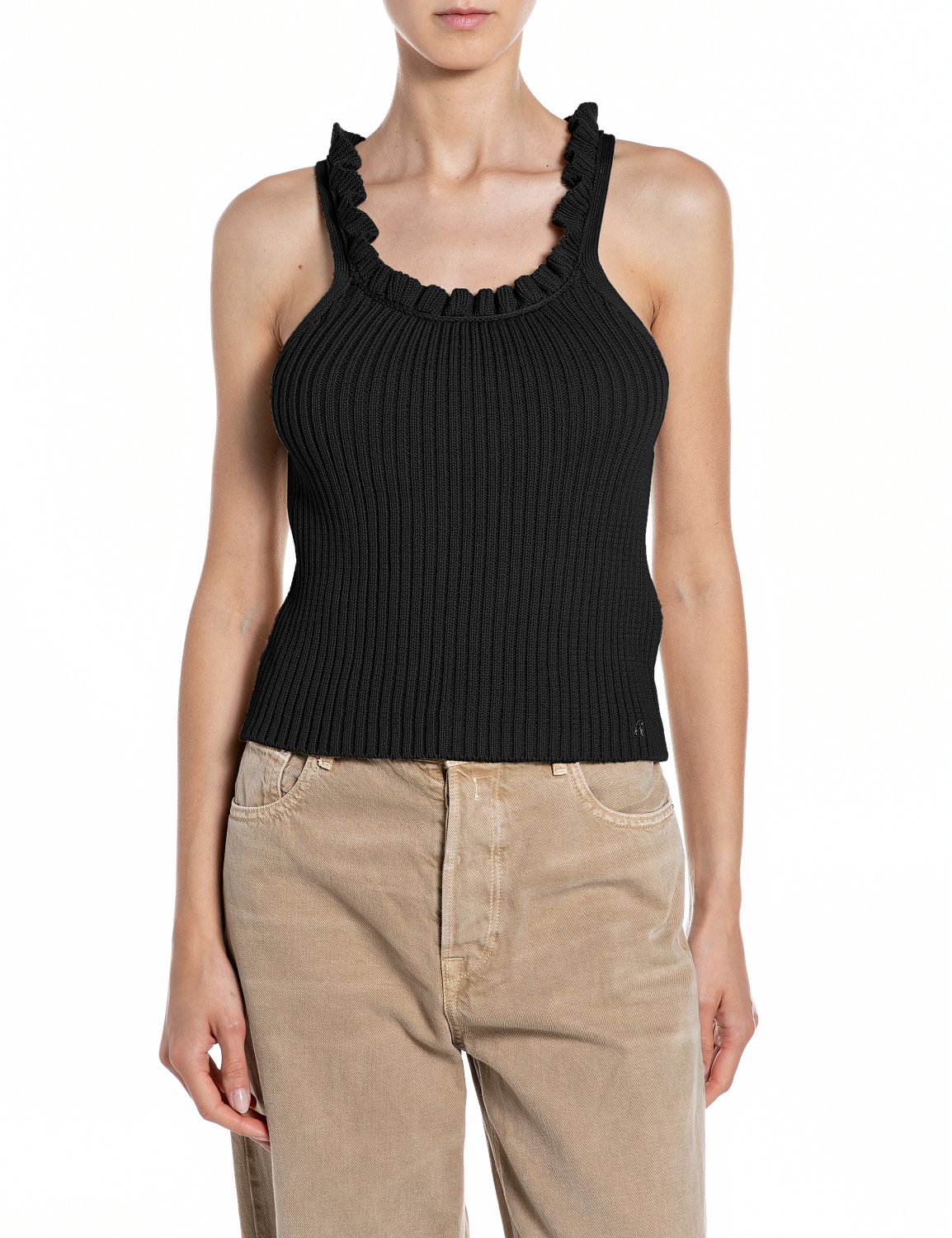 Dámský žebrovaný top s překříženými ramínky