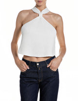 DÁMSKÝ ŽEBROVANÝ HALTER TOP