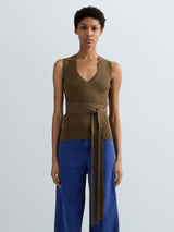 HNĚDÉ ŽEBROVANÉ TÍLKO S PÁSKEM