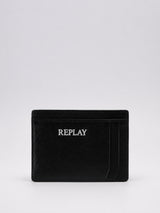 PÁNSKÝ KOŽENÝ CARD HOLDER REPLAY S KOVOVÝM LOGEM – ČERNÝ