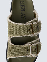 DVOUPÁSKOVÉ PANTOFLE S PŘEZKAMI