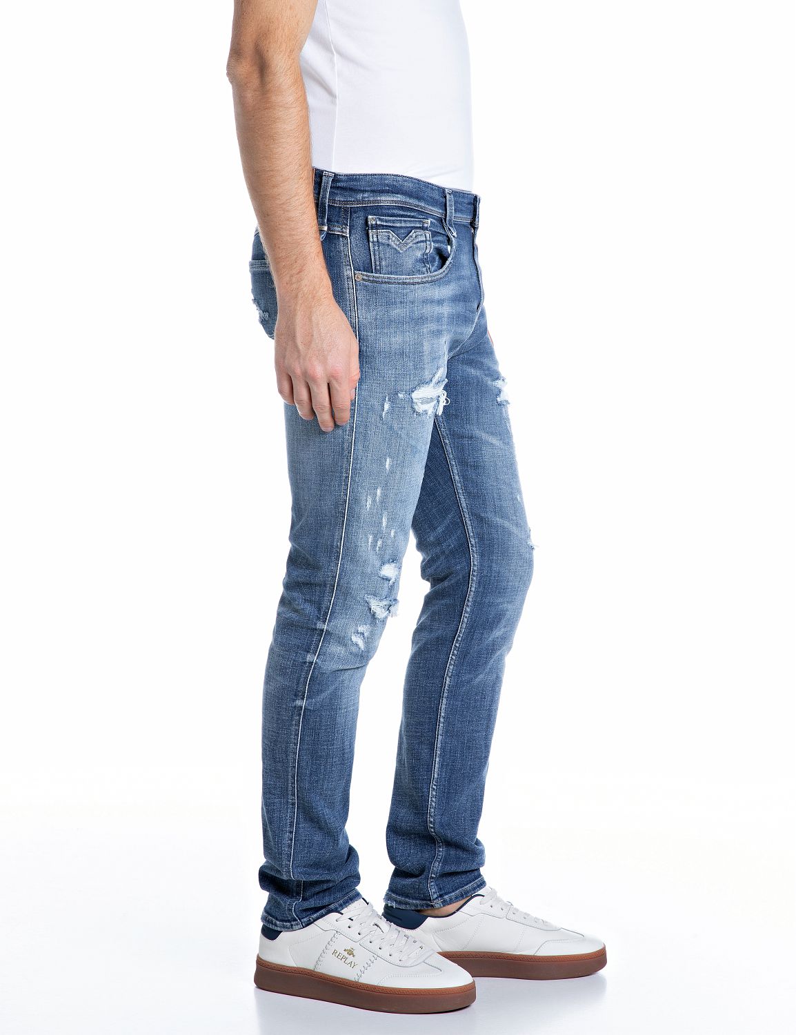 ANBASS – PÁNSKÉ SLIM FIT DŽÍNY REPLAY – MODRÉ