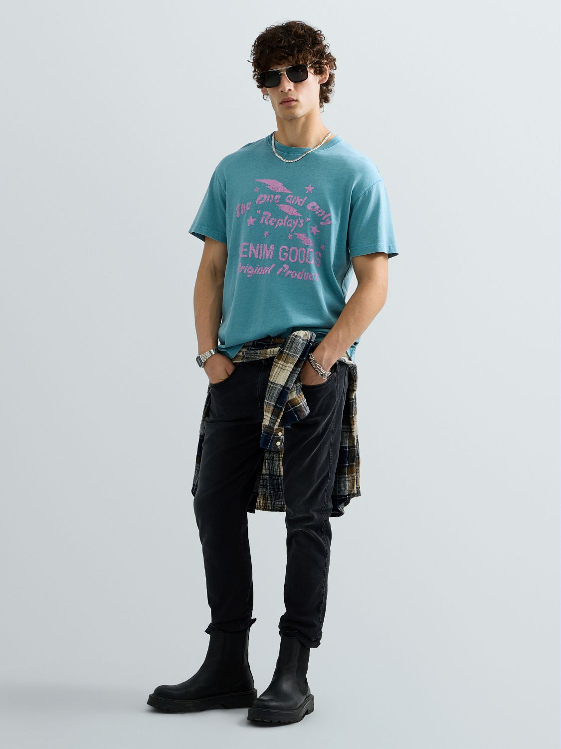 ANBASS – PÁNSKÉ SLIM FIT DŽÍNY REPLAY HYPERFLEX – ČERNÉ