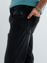 ANBASS – PÁNSKÉ SLIM FIT DŽÍNY REPLAY HYPERFLEX – ČERNÉ
