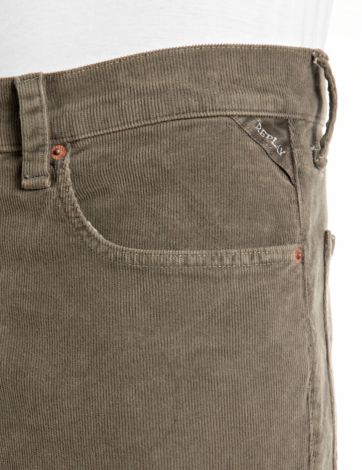 BWAII – PÁNSKÉ RELAXED FIT MANŠESTROVÉ KALHOTY REPLAY – KHAKI