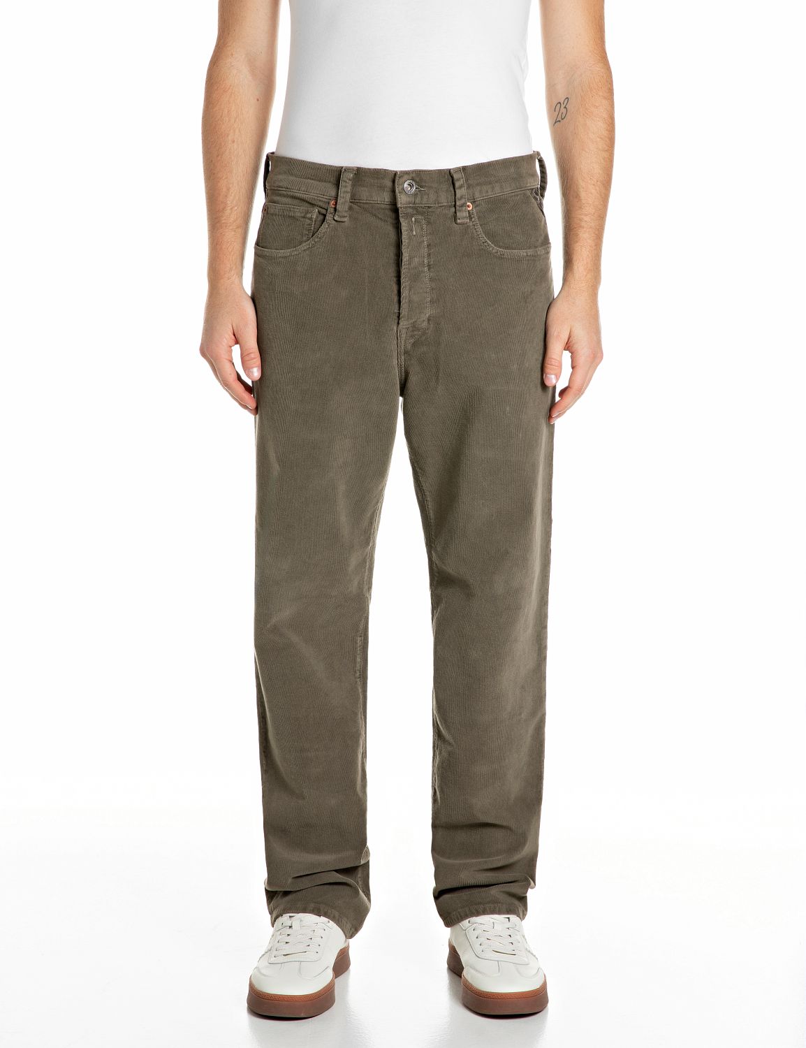BWAII – PÁNSKÉ RELAXED FIT MANŠESTROVÉ KALHOTY REPLAY – KHAKI