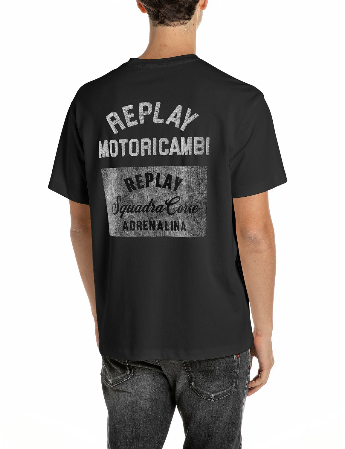 PÁNSKÉ TRIČKO REPLAY S MOTORKÁŘSKÝM POTISKEM