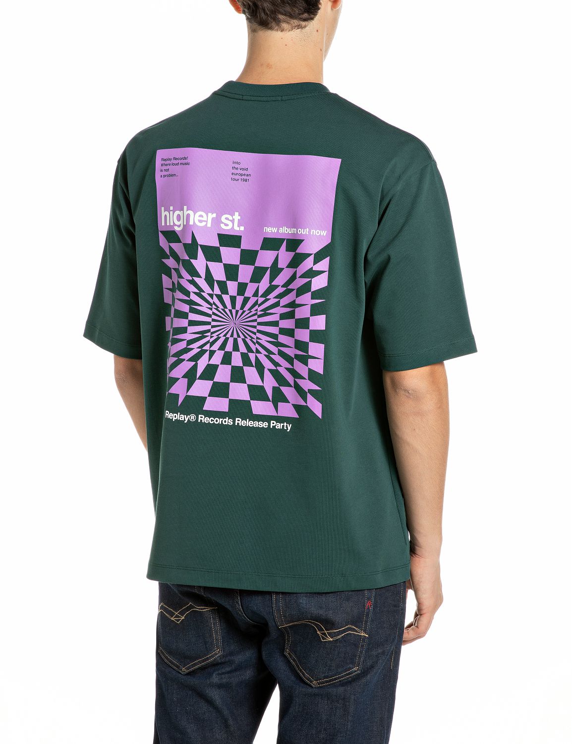 PÁNSKÉ OVERSIZED TRIČKO REPLAY S POTISKEM NA ZÁDECH