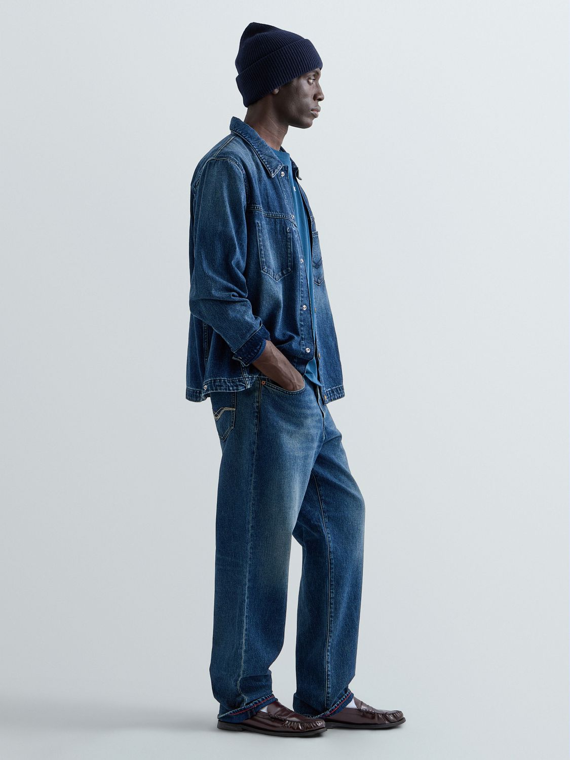 PÁNSKÁ DŽÍNOVÁ BUNDA REPLAY RELAXED FIT – MODRÁ