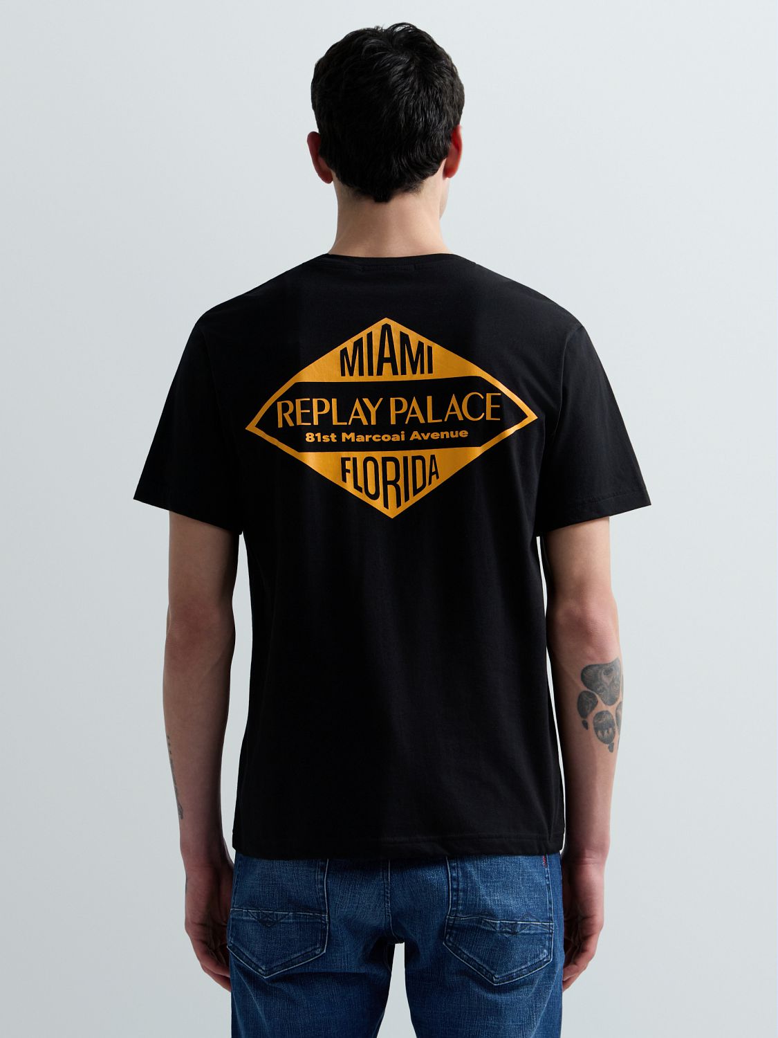 REPLAY PÁNSKÉ TRIČKO S POTISKEM NA ZÁDECH