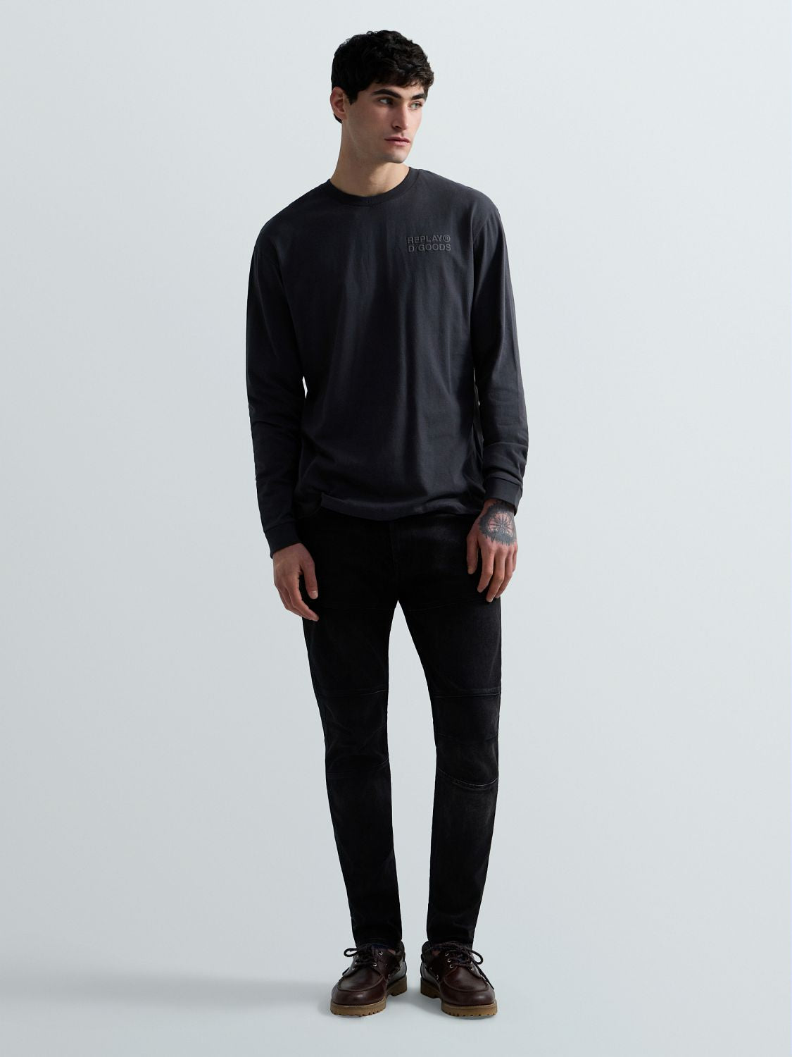 REPLAY PÁNSKÉ TRIČKO S DLOUHÝM RUKÁVEM A POTISKEM