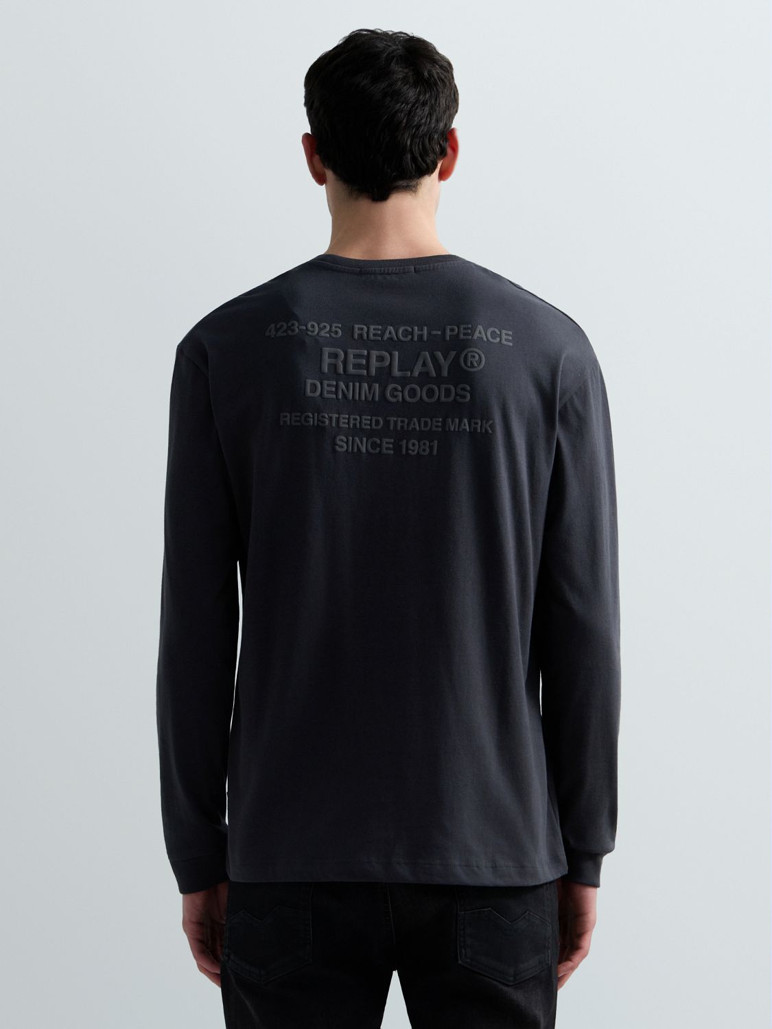 REPLAY PÁNSKÉ TRIČKO S DLOUHÝM RUKÁVEM A POTISKEM